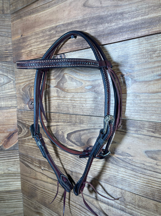 5/8" Rosewood Spider Tooled Browband Headstall